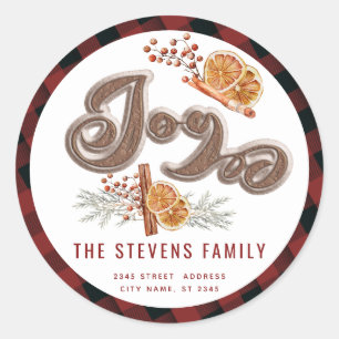 Adesivo Redondo Script de biscoito moderno joy cinnamon larange