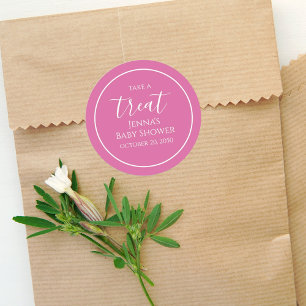 Adesivo Redondo Script de Caligração Minimalista de Chá de fraldas