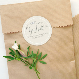 Adesivo Redondo Script de Caligrafia Simples Sage Verde