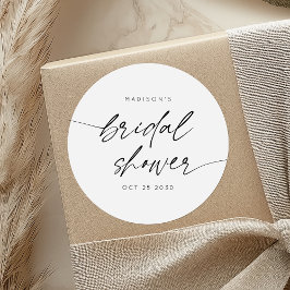 Adesivo Redondo Script de Chá de panela mínimo simples | Preto bra