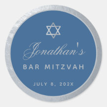 Script de Cinza bar Mitzvah Classic Blue Faux Silv