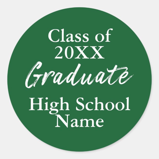 Adesivo Redondo Script de classe simples de Segundo grau verde do  (Frente)