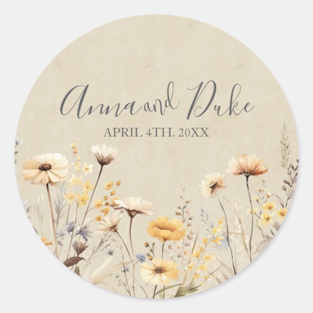 Adesivo Redondo Script de flor selvagem (Frente)