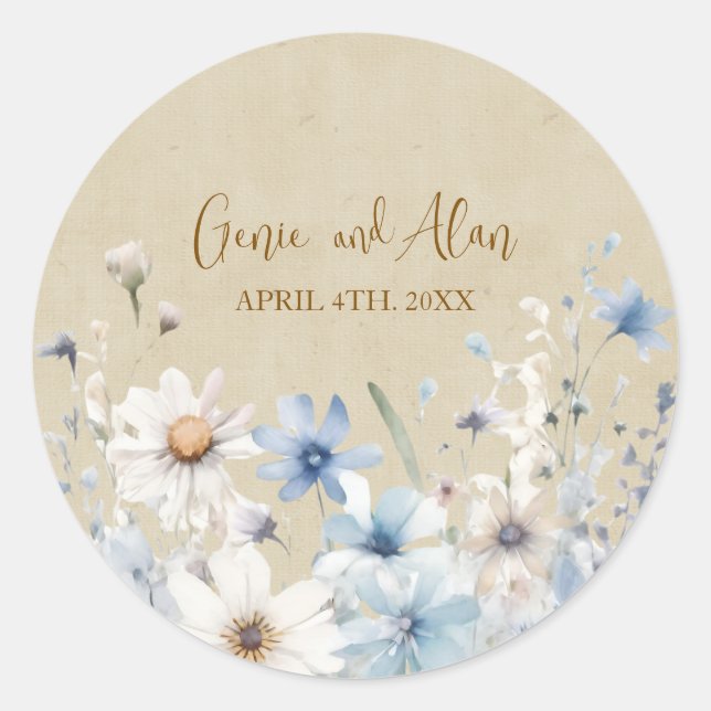 Adesivo Redondo Script de flor selvagem moderno (Frente)