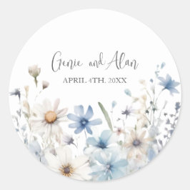 Adesivo Redondo Script de flor selvagem moderno