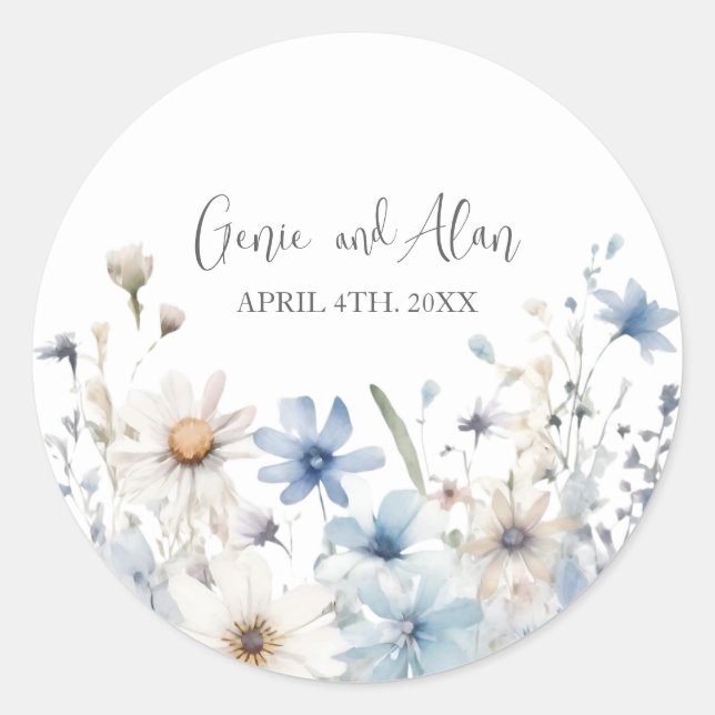 Adesivo Redondo Script de flor selvagem moderno (Frente)