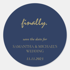 Adesivo Redondo Script de Marinho Dourado mínimo e limpo, finalmen