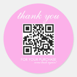 Adesivo Redondo Script de QR Code de Agradecimento Minimalista Ros