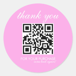 Adesivo Redondo Script de QR Code de Agradecimento Minimalista Ros