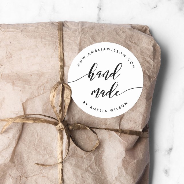 Adesivo Redondo Script de Relaxe Preto e Branco feito à mão (Criador carregado)