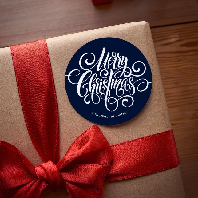 Adesivo Redondo Script de rico "Feliz Natal" Personalizado (Criador carregado)