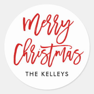 Adesivo Redondo Script do Pincel Vermelho