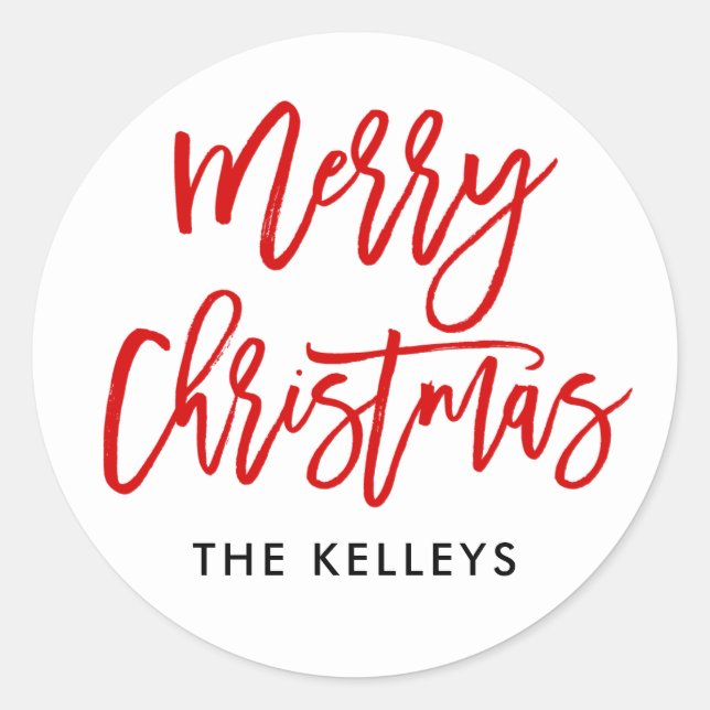 Adesivo Redondo Script do Pincel Vermelho (Frente)