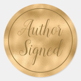 Adesivo Redondo Script Elegante Assinado pelo Autor Dourado