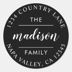 Adesivo Redondo Script em círculo preto Crie seu próprio endereço