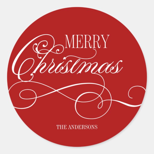 Adesivo Redondo Script Feliz Feriado de Natal (Frente)