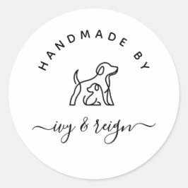 Adesivo Redondo  Script Handmade by Custom logo 