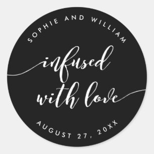 Adesivo Redondo Script Infundido com Casamento de Cores Editáveis