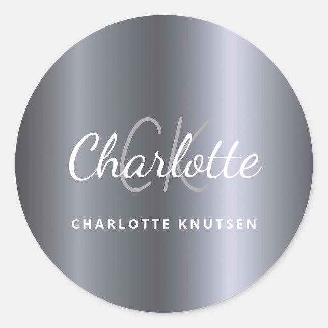 Adesivo Redondo Script minimalista das iniciais do monograma de pr (Frente)