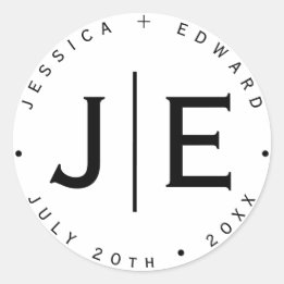 Adesivo Redondo Script Mínimo Simples Monograma Moderno de Chic