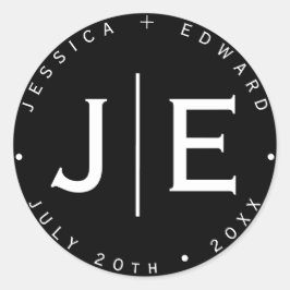 Adesivo Redondo Script Mínimo Simples Monograma Moderno de Chic