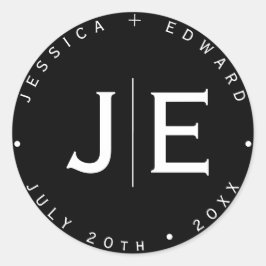 Adesivo Redondo Script Mínimo Simples Monograma Moderno de Chic