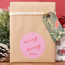 Adesivo Redondo Script Moderno Alegre e Elegante Natal Feriado