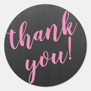 Adesivo Redondo Script Moderno Obrigado Simples Quadro Negro