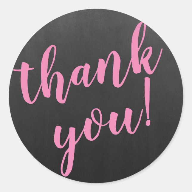 Adesivo Redondo Script Moderno Obrigado Simples Quadro Negro (Frente)