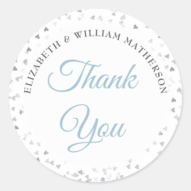 Adesivo Redondo Script Obrigado Ama Hearts Confetti (Frente)