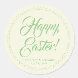 Adesivo Redondo script personalizado do coração verde pastel do fe