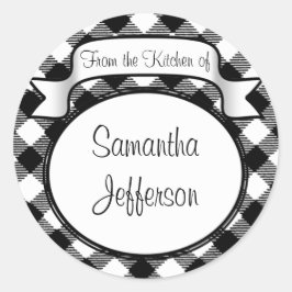 Adesivo Redondo Script Preto+Branco -Da Cozinha De- Jar/Rótulo