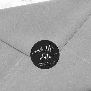 Adesivo Redondo Script Relax Save the Date Cor Editável
