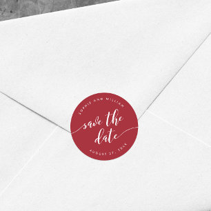Adesivo Redondo Script Relax Save the Date Cor Editável
