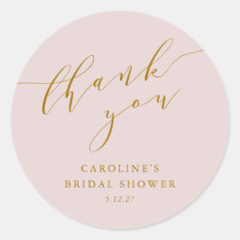 Adesivo Redondo Script rosa elegante para agradecimento Chá de pan