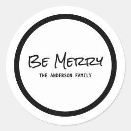 Adesivo Redondo Script Simples Preto Ser Feliz Vinhetas De Feriado