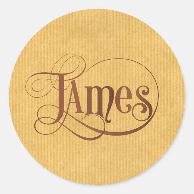 Adesivo Redondo Script suave personalizado James Brown Kraft Paper (Frente)