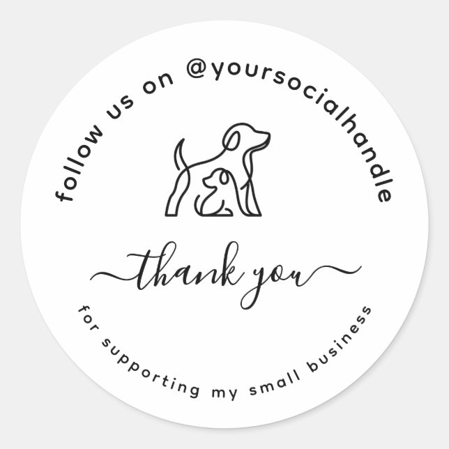 Adesivo Redondo  Script thank you social handle Custom logo  (Frente)