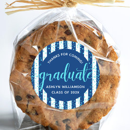 Adesivo Redondo Script Turquoise Glitter Confetti de Graduação do 