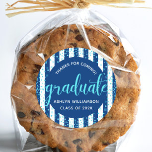 Adesivo Redondo Script Turquoise Glitter Confetti do Marinho de Gr