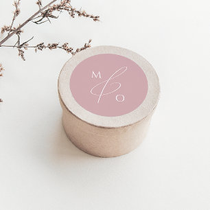 Adesivo Redondo Script Whimsical Rosa Monograma Envelope Selo