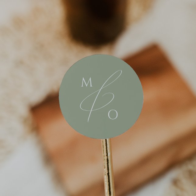 Adesivo Redondo Script Whimsical | Sage Monograma Envelope Seal (Criador carregado)