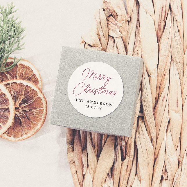 Adesivo Redondo Scripts de Feliz Natal e Nome da Família Personali (Criador carregado)