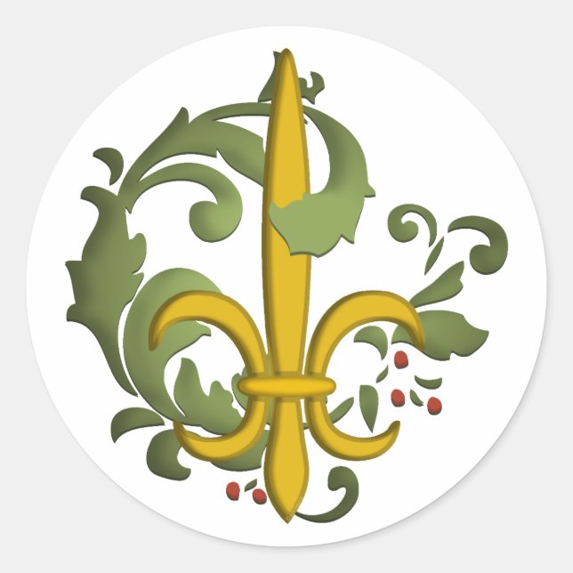 Adesivo Redondo Scroll de Natal Fleur de lis Stickers (Frente)