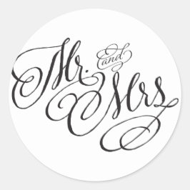 Adesivo Redondo Scroll Font Sr. e Sra. Wedding Sticker