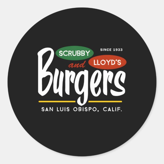Adesivo Redondo Scrubby Lloyd'S Burgers San Luis Obispo California (Frente)