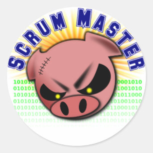 Adesivo Redondo Scrum Master - Agile Scrum Master Pig