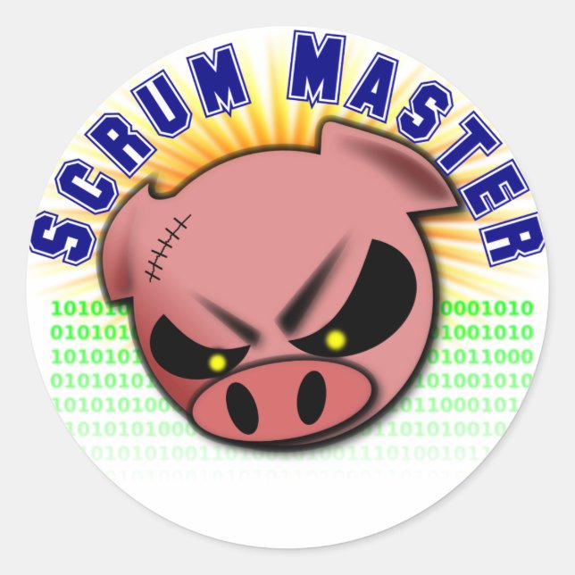 Adesivo Redondo Scrum Master - Agile Scrum Master Pig (Frente)
