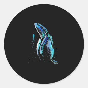 Adesivo Redondo Scuba Diver Humpback Baleia Nadando Presente