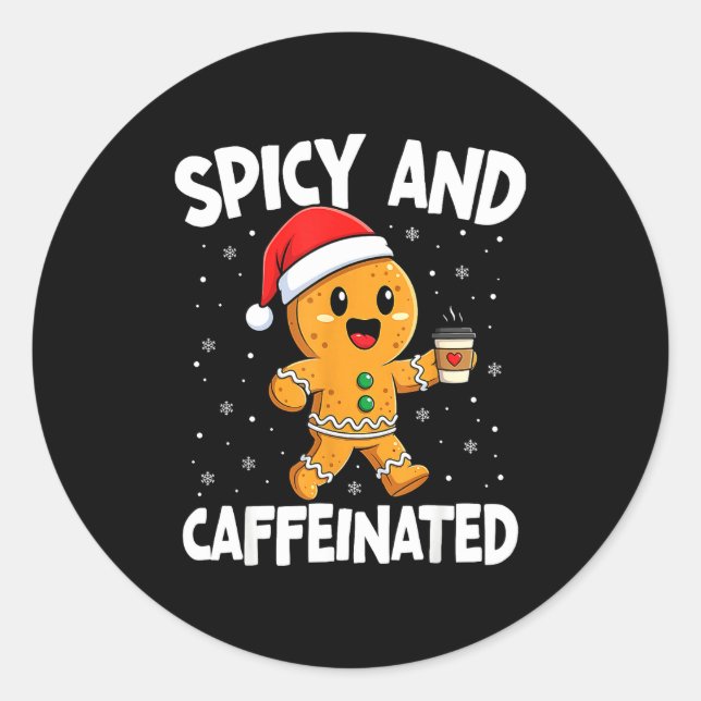 Adesivo Redondo Scy And Caffeinated Coffee Women Gingerbread Chris (Frente)